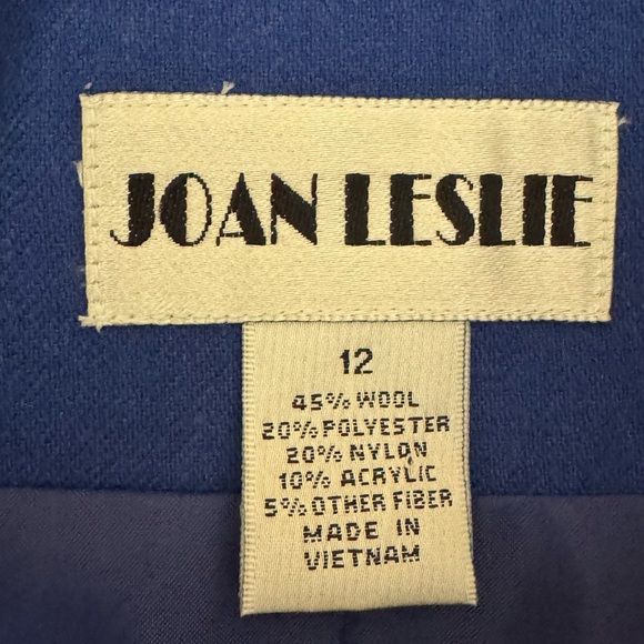 B-51 Joan Leslie Blue Wool Blend Long Sleeve‎ Blazer Suit Jacket Size 12 - Picture 12 of 15